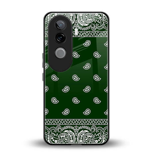 Paisley Green back phone cover | glass case for vivo v40e