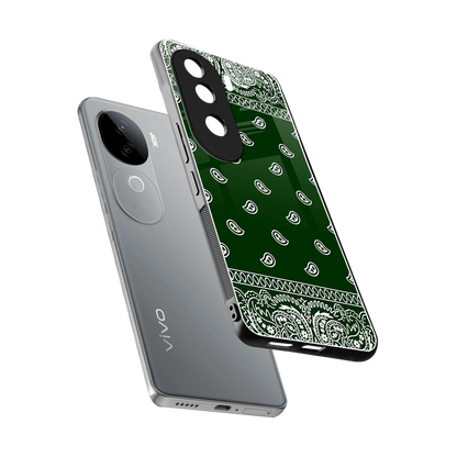Paisley Green sleek vivo v40e cover with tempered glass back and TPU edges