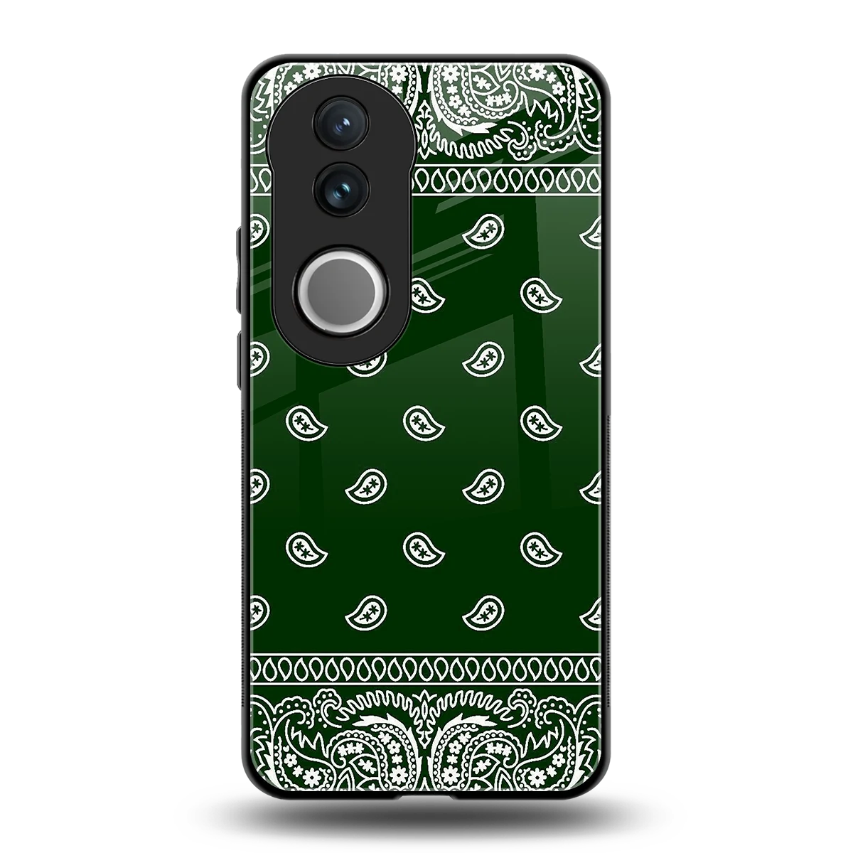 Paisley Green back phone cover | glass case for vivo v50