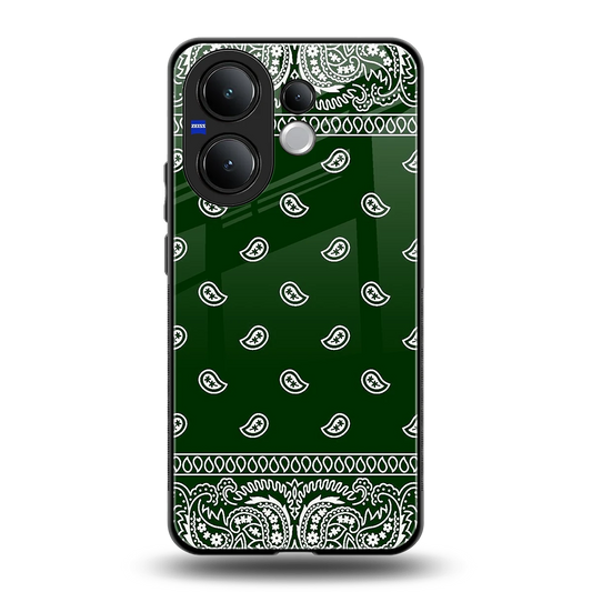 Paisley Green back phone cover | glass case for vivo v60