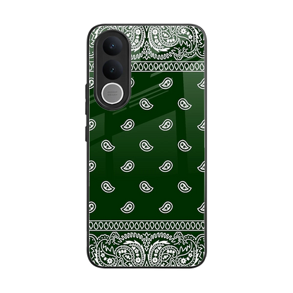 Paisley Green back phone cover | glass case for vivo v70 fe