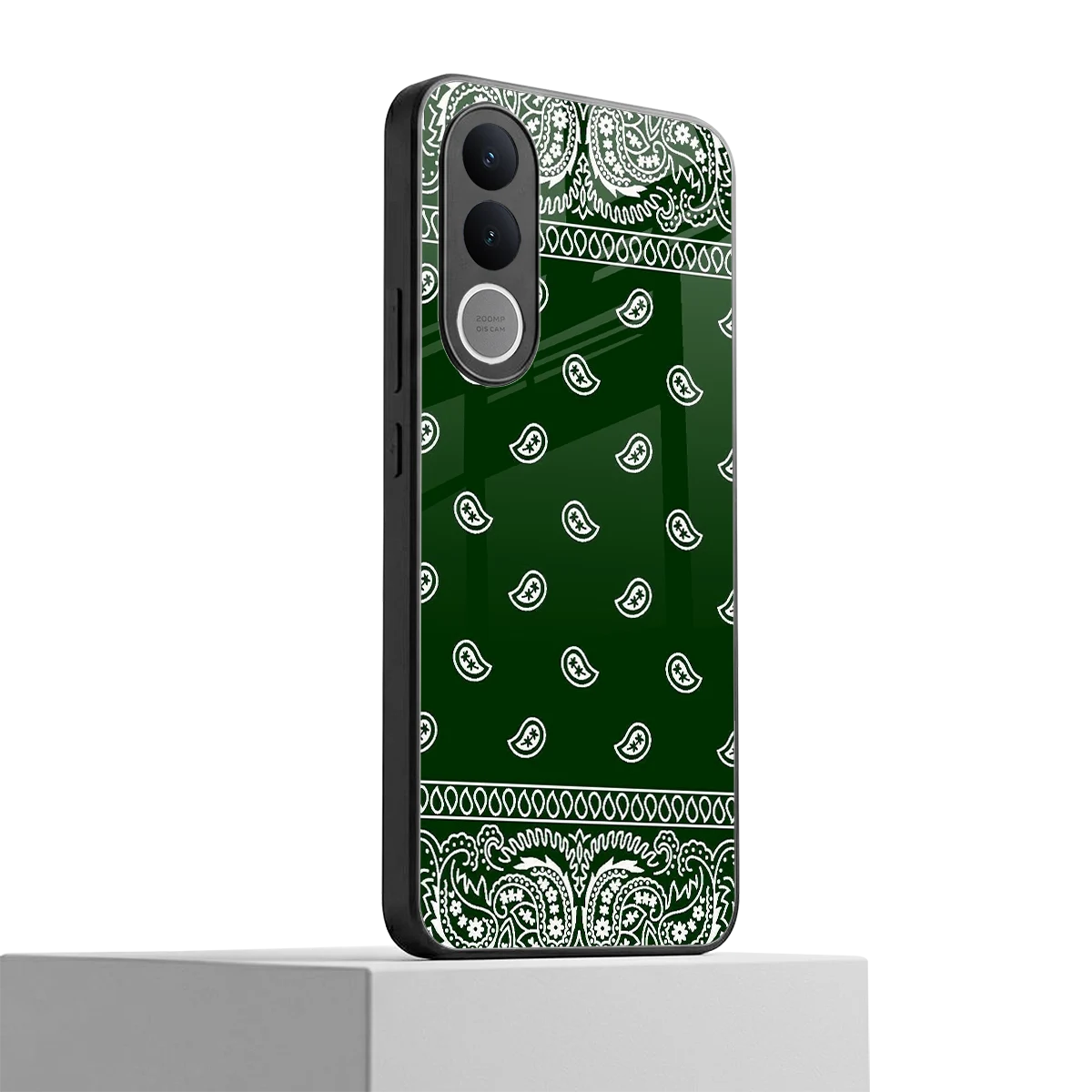 Paisley Green vivo v70 fe mobile cover | shockproof glass phone case