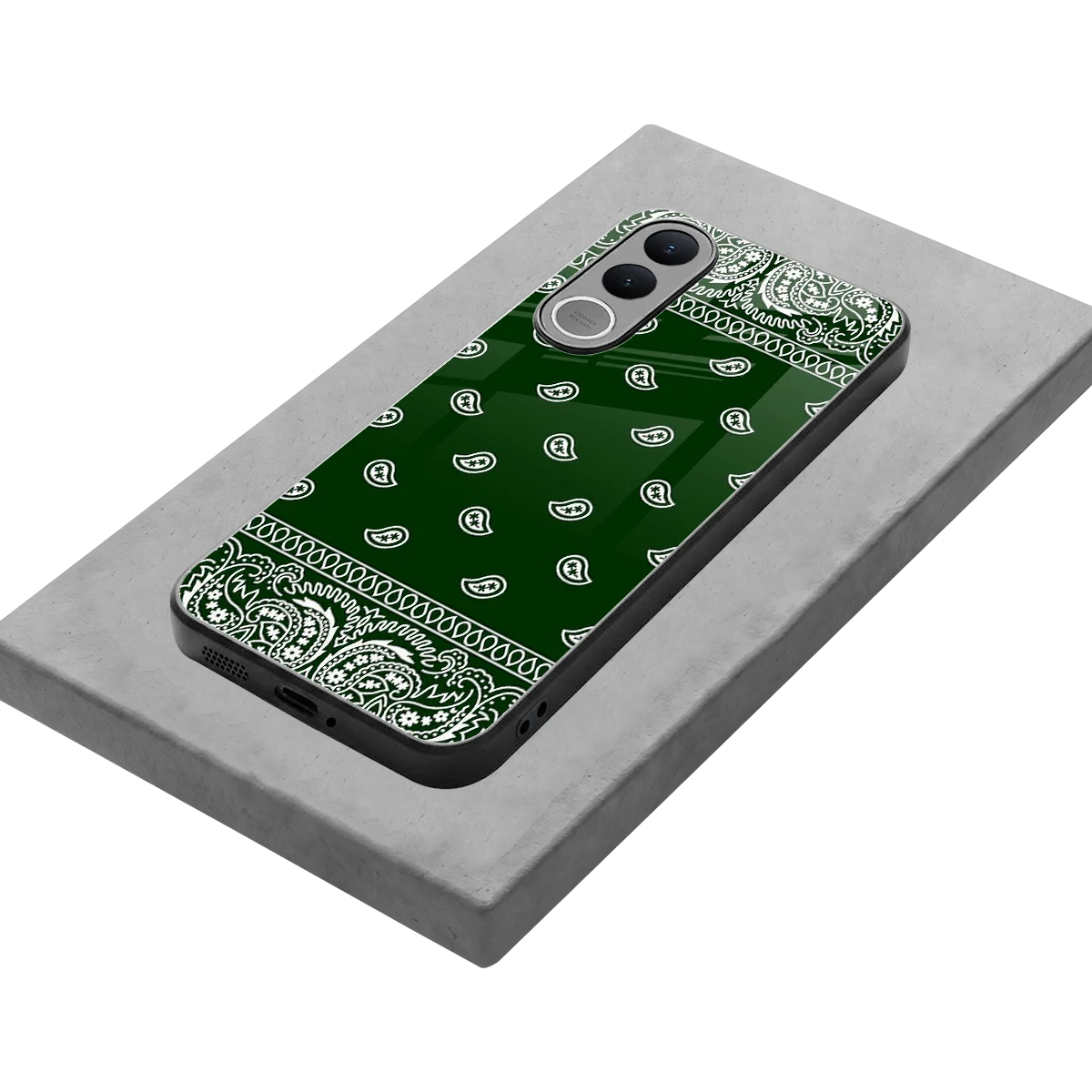 Paisley Green stylish phone case for vivo v70 fe | glossy glass and slim fit