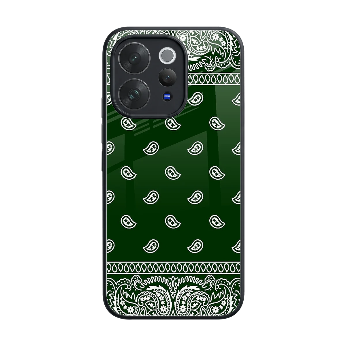 Paisley Green back phone cover | glass case for vivo v70