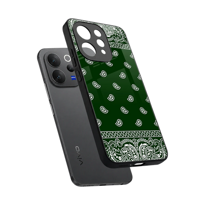 Paisley Green sleek vivo v70 elite cover with tempered glass back and TPU edges