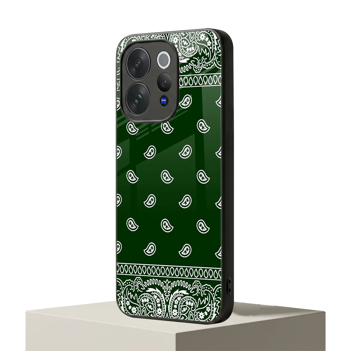 Paisley Green vivo v70 elite mobile cover | shockproof glass phone case