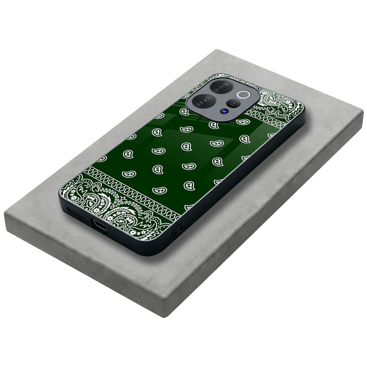 Paisley Green stylish phone case for vivo v70 | glossy glass and slim fit