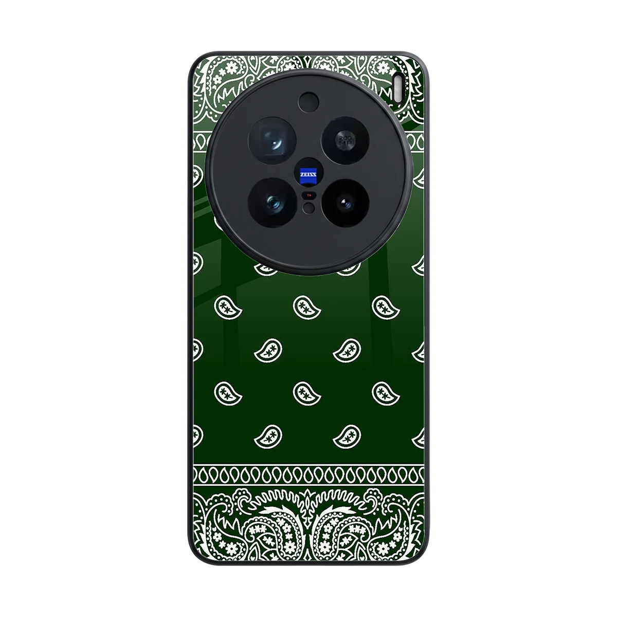 Paisley Green back phone cover | glass case for vivo x200 pro
