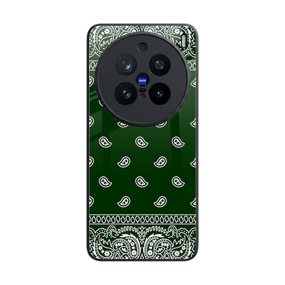 Paisley Green back phone cover | glass case for vivo x200 pro