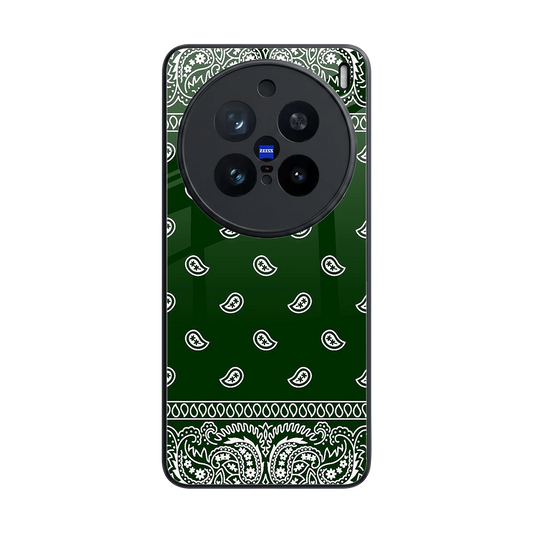 Paisley Green back phone cover | glass case for vivo x200 pro
