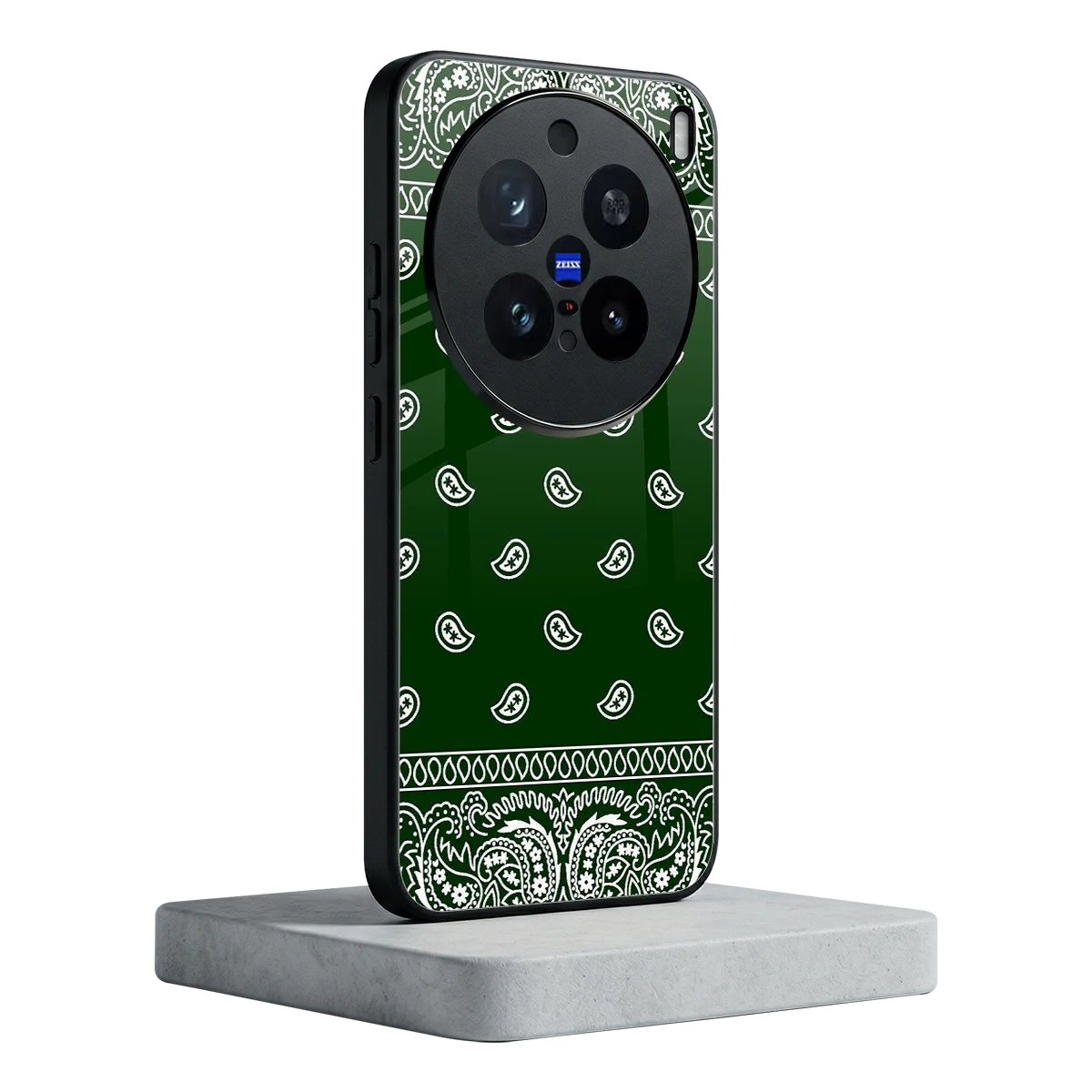 Paisley Green vivo x200 pro mobile cover | shockproof glass phone case