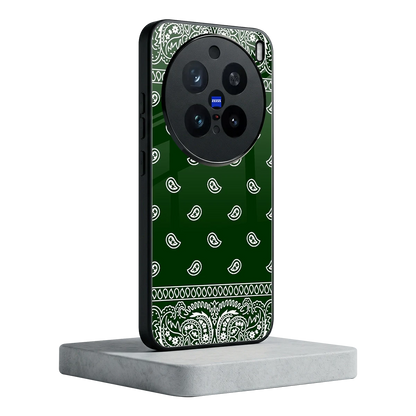 Paisley Green vivo x200 pro mobile cover | shockproof glass phone case