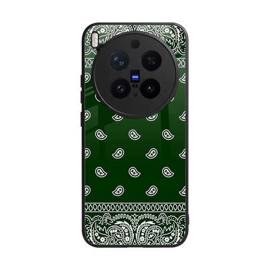 Paisley Green back phone cover | glass case for vivo x300 pro