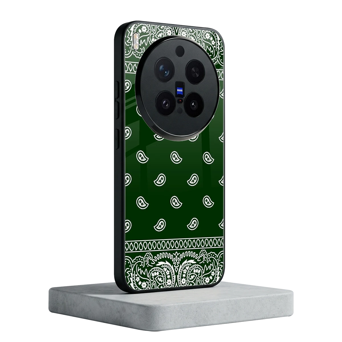 Paisley Green vivo x300 pro mobile cover | shockproof glass phone case