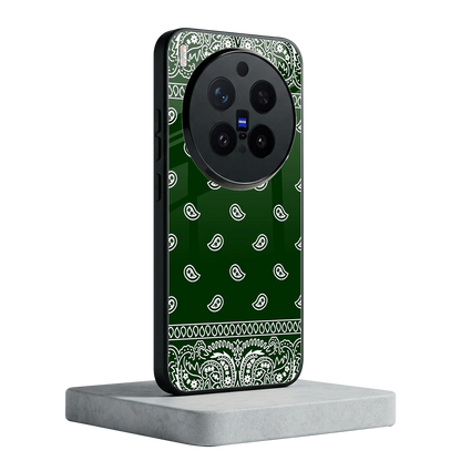 Paisley Green vivo x300 pro mobile cover | shockproof glass phone case