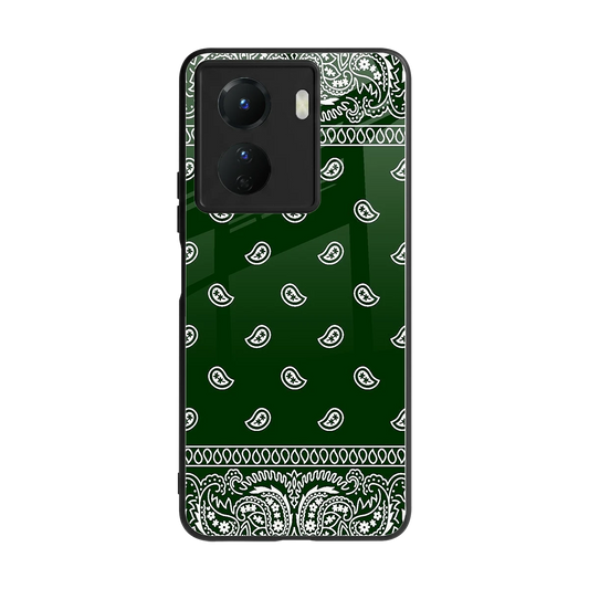 Paisley Green back phone cover | glass case for vivo y16