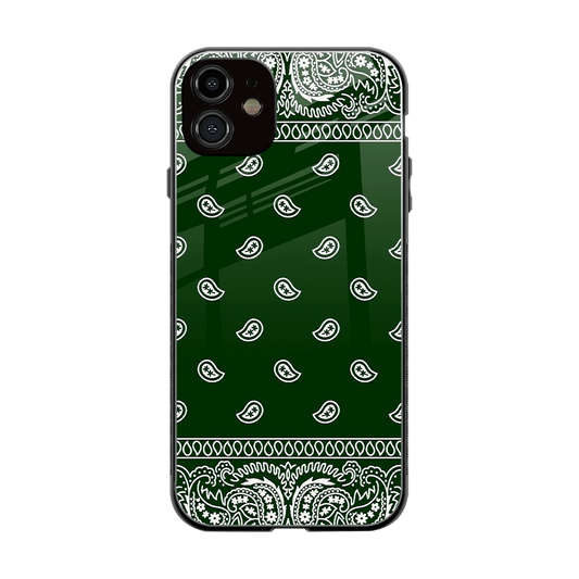Paisley Green back phone cover | glass case for iphone 12