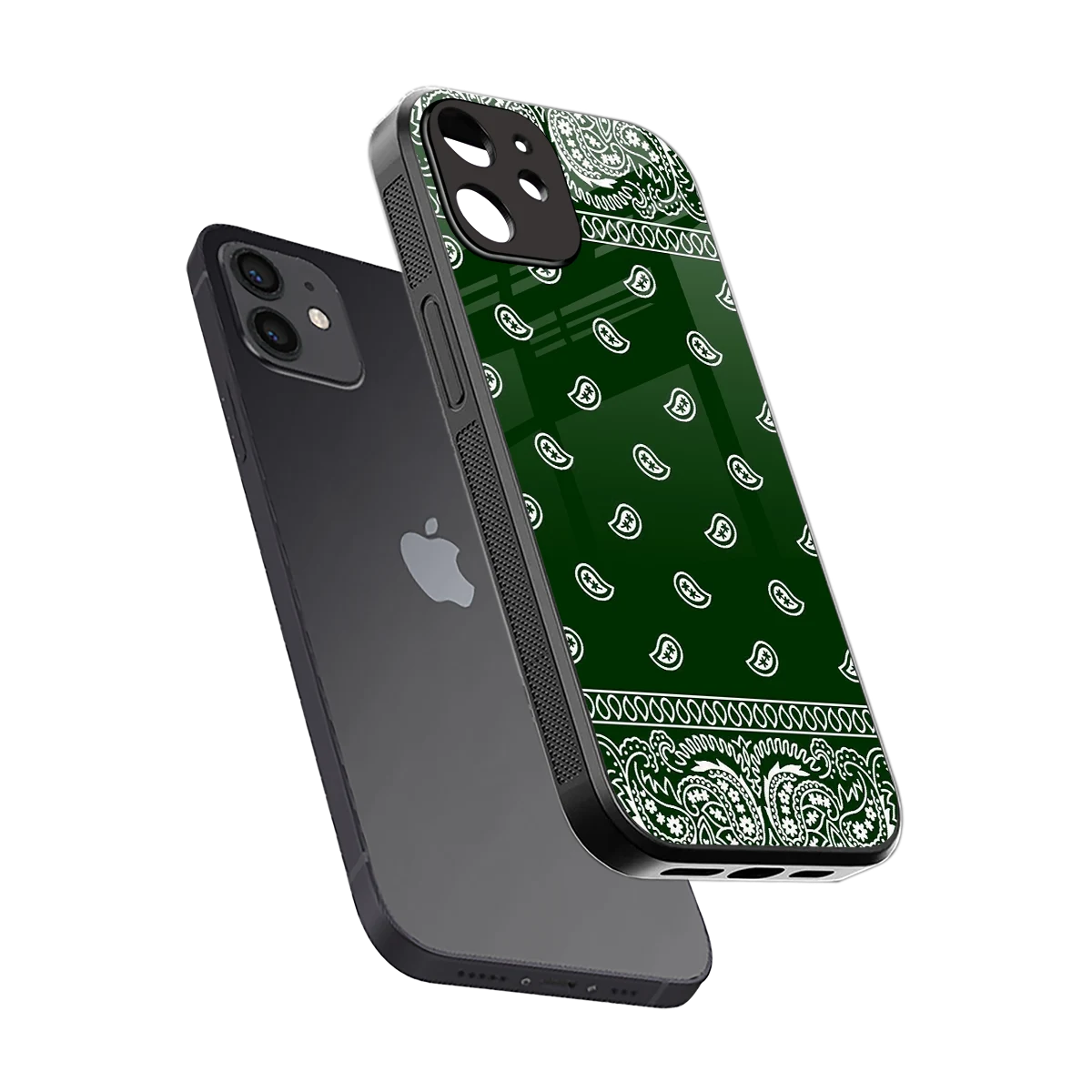 Paisley Green sleek iphone 11 cover with tempered glass back and TPU edges