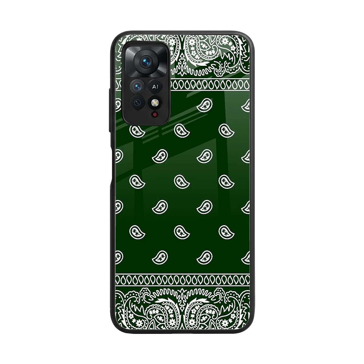 Paisley Green back phone cover | glass case for redmi note 11 pro