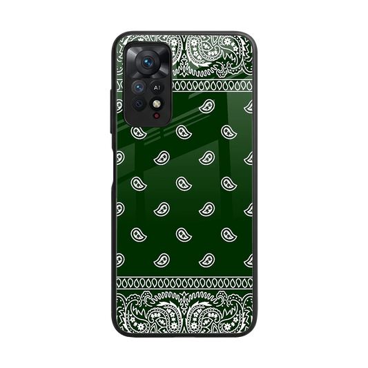 Paisley Green back phone cover | glass case for redmi note 11 pro