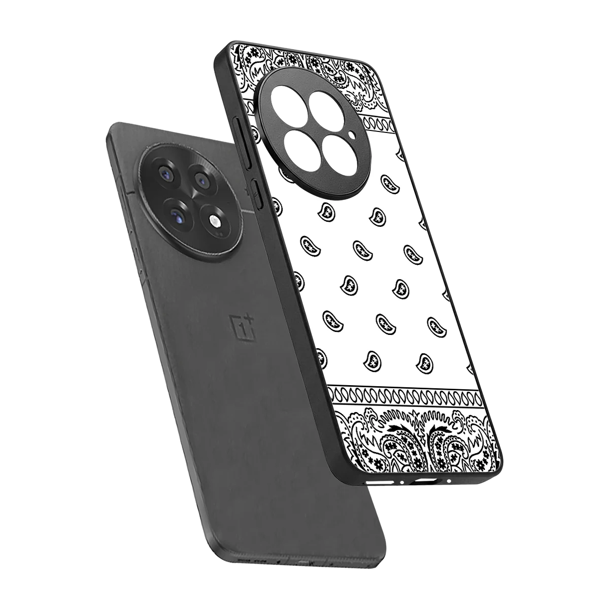 Paisley White sleek oneplus 13 cover with tempered glass back and TPU edges