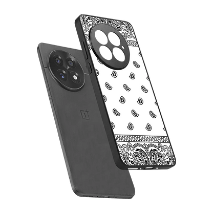 Paisley White sleek oneplus 13 cover with tempered glass back and TPU edges