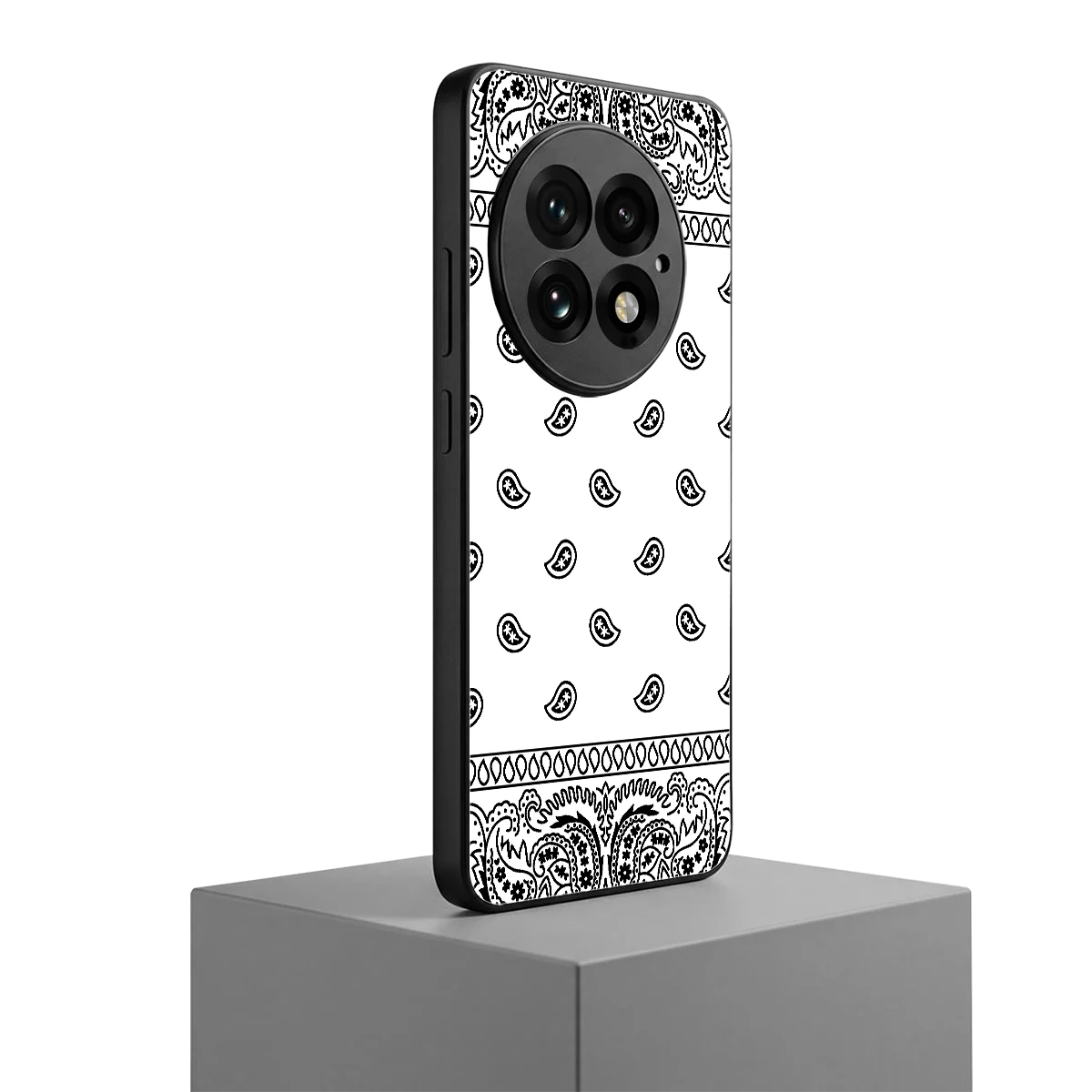 Paisley White oneplus 13 mobile cover | shockproof glass phone case