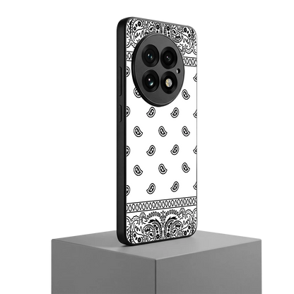 Paisley White oneplus 13 mobile cover | shockproof glass phone case