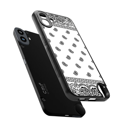 Paisley White sleek cmf nothing phone 1 cover with tempered glass back and TPU edges