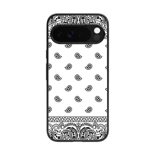 Paisley White back phone cover | glass case for google pixel 10 pro xl
