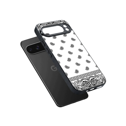 Paisley White sleek google pixel 10 pro xl cover with tempered glass back and TPU edges