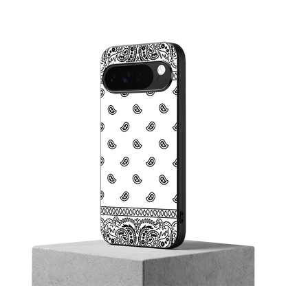 Paisley White google pixel 10 pro xl mobile cover | shockproof glass phone case