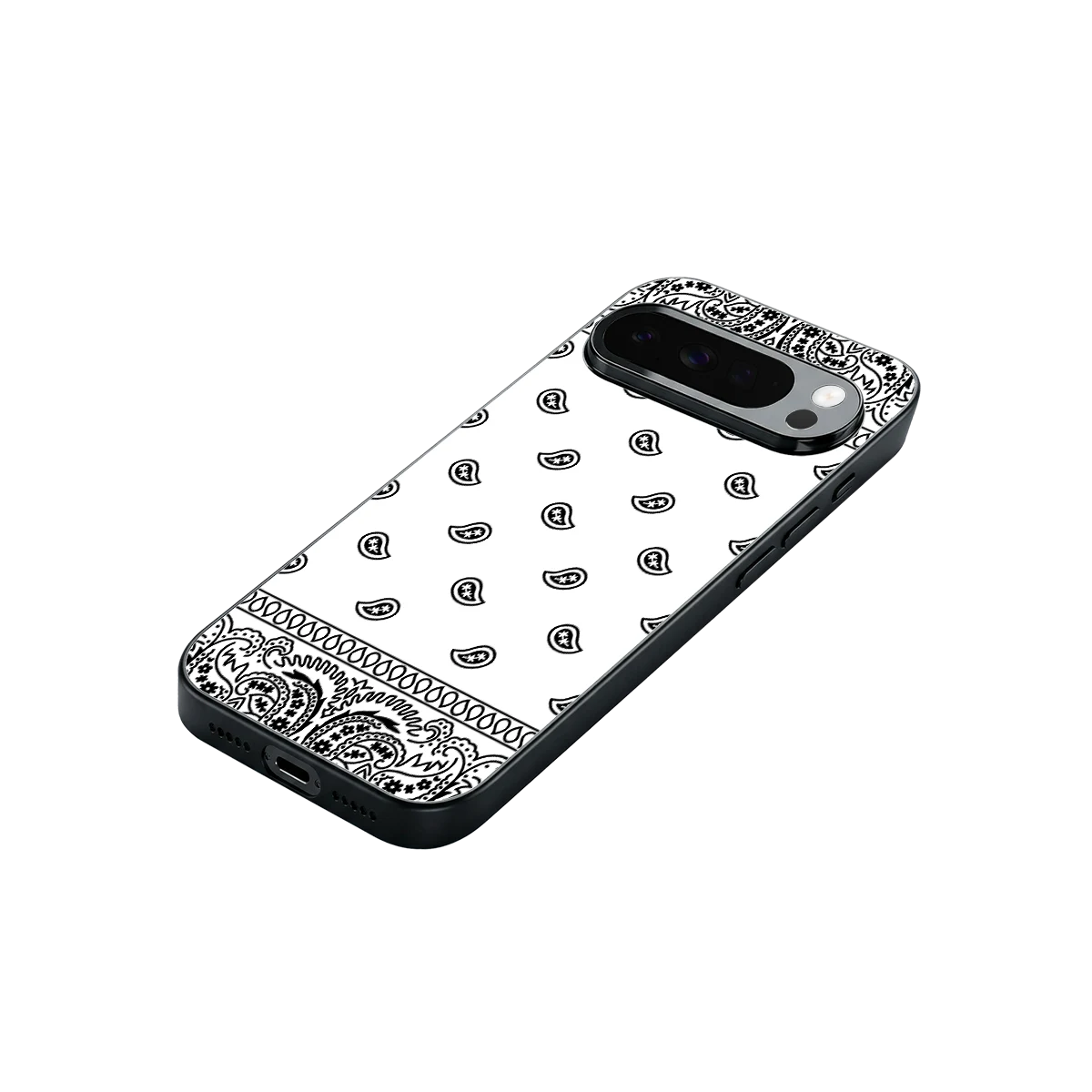 Paisley White stylish phone case for google pixel 10 pro xl | glossy glass and slim fit