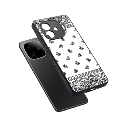 Paisley White sleek iqoo neo 10r 5g cover with tempered glass back and TPU edges