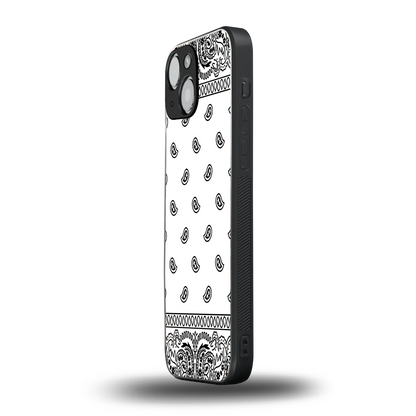 Paisley White iphone 13 mini mobile cover | shockproof glass phone case