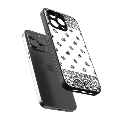 Paisley White sleek iphone 13 pro cover with tempered glass back and TPU edges
