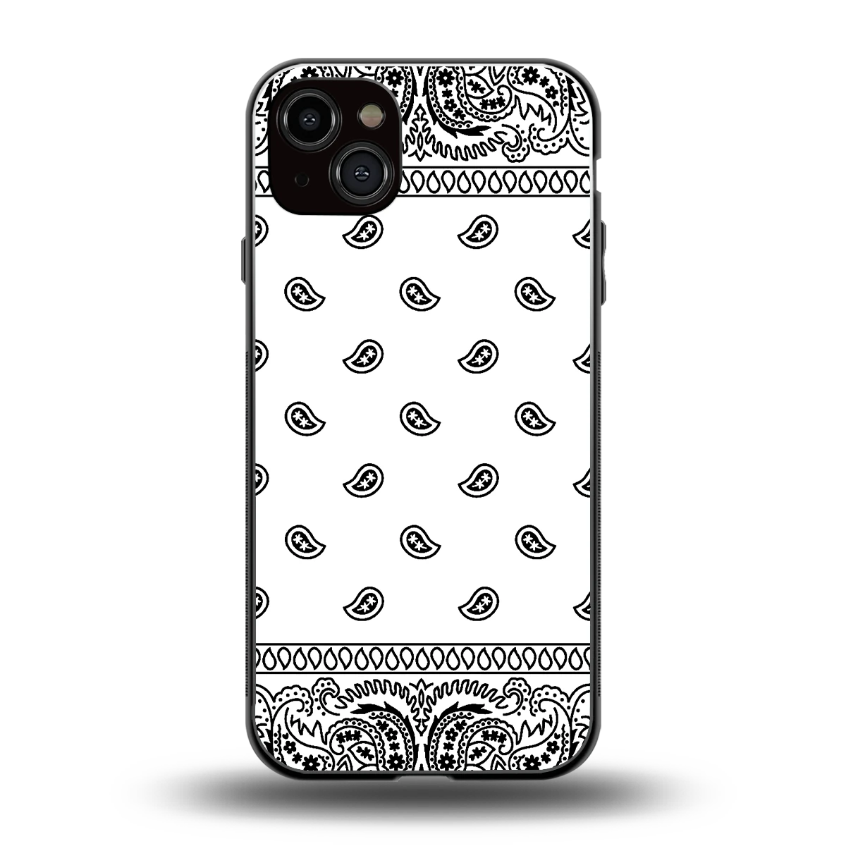 Paisley White back phone cover | glass case for iphone 15 plus