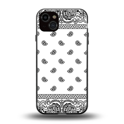 Paisley White back phone cover | glass case for iphone 15 plus