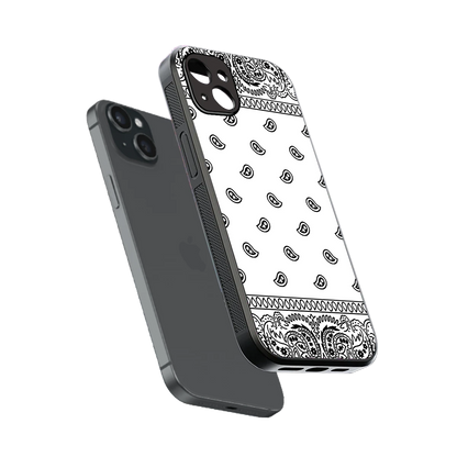 Paisley White sleek iphone 14 plus cover with tempered glass back and TPU edges