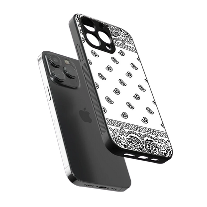 Paisley White sleek iphone 15 pro max cover with tempered glass back and TPU edges