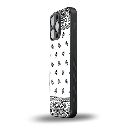 Paisley White iphone 15 pro max mobile cover | shockproof glass phone case