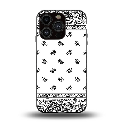 Paisley White back phone cover | glass case for iphone 15 pro