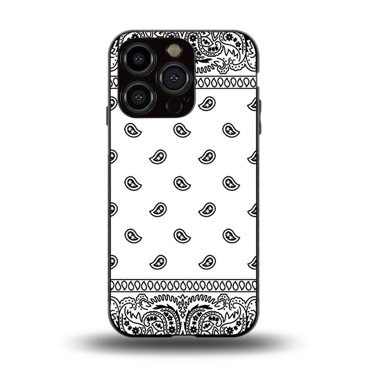 Paisley White back phone cover | glass case for iphone 15 pro