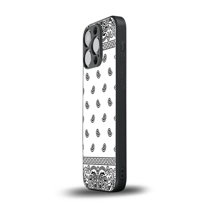 Paisley White iphone 15 pro mobile cover | shockproof glass phone case