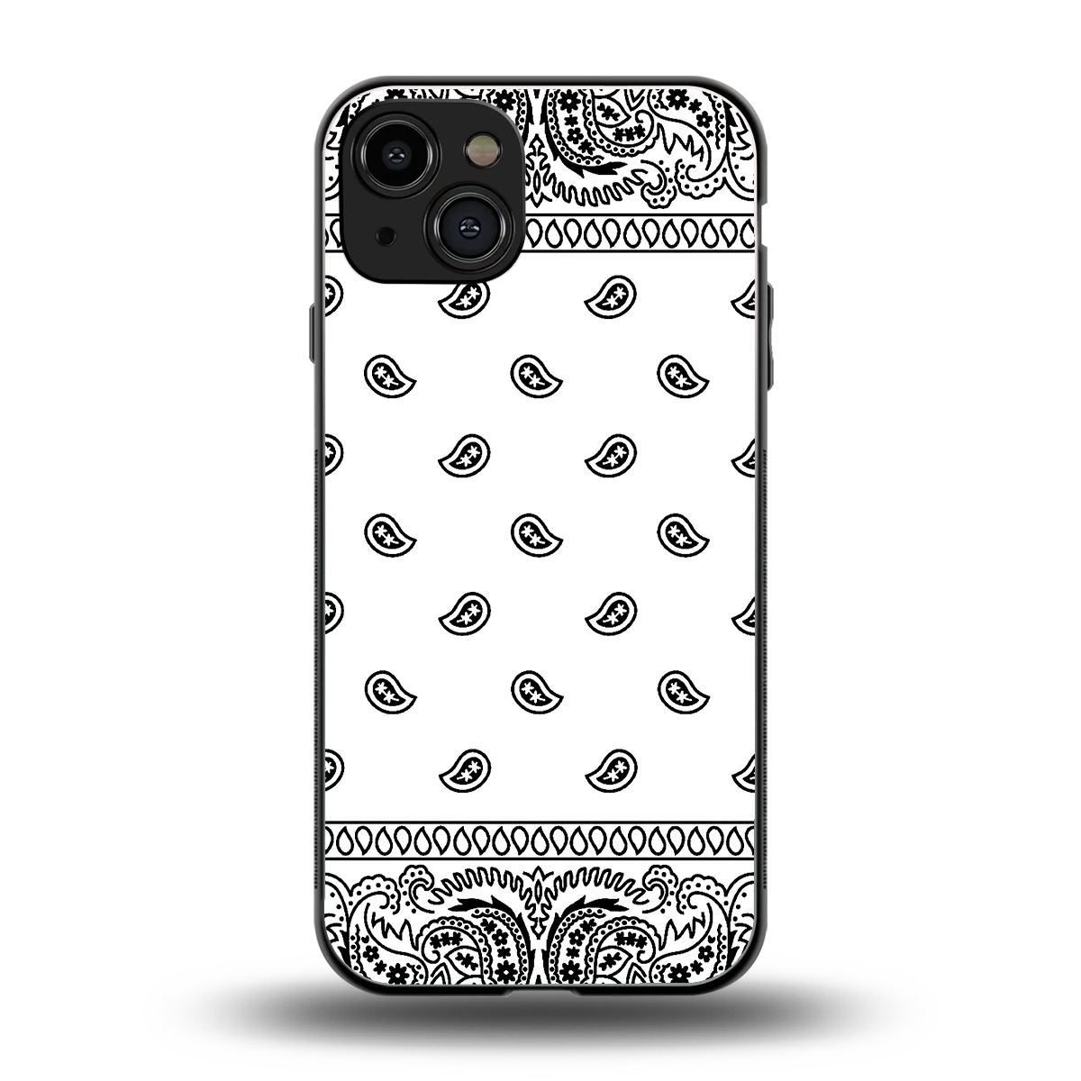 Paisley White back phone cover | glass case for iphone 15