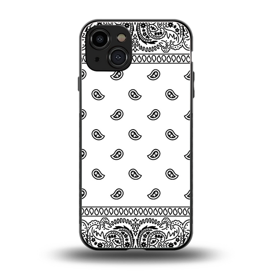 Paisley White back phone cover | glass case for iphone 15
