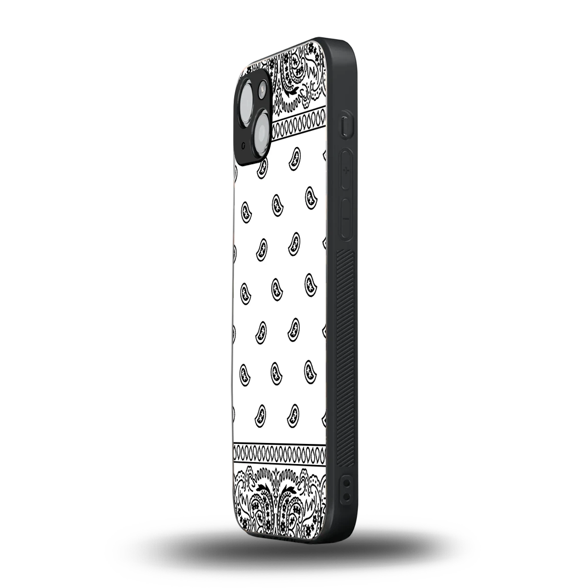 Paisley White iphone 15 mobile cover | shockproof glass phone case