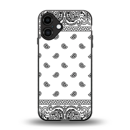 Paisley White back phone cover | glass case for iphone 16 plus
