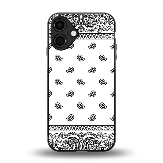 Paisley White back phone cover | glass case for iphone 16 plus