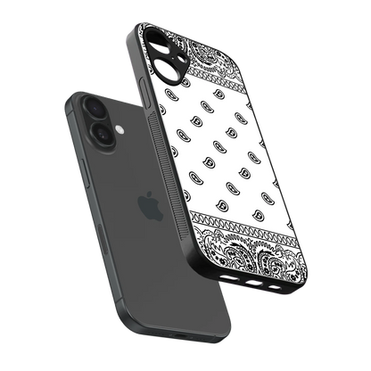 Paisley White sleek iphone 16 plus cover with tempered glass back and TPU edges